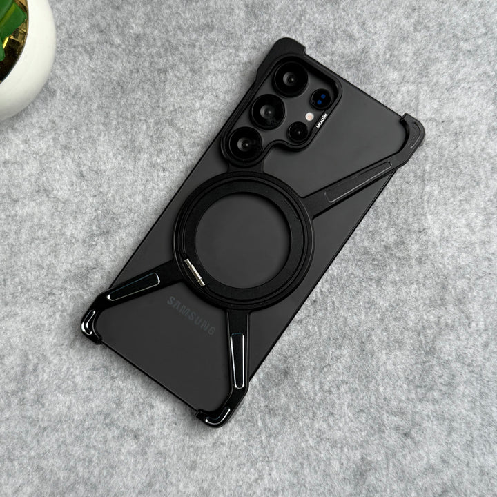 Samsung Galaxy Ultra Series X Shape Aluminum Metal Rotating Kickstand Frameless Design Magsafe Case