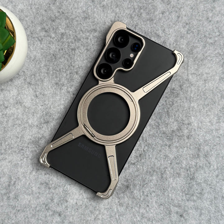 Samsung Galaxy Ultra Series X Shape Aluminum Metal Rotating Kickstand Frameless Design Magsafe Case