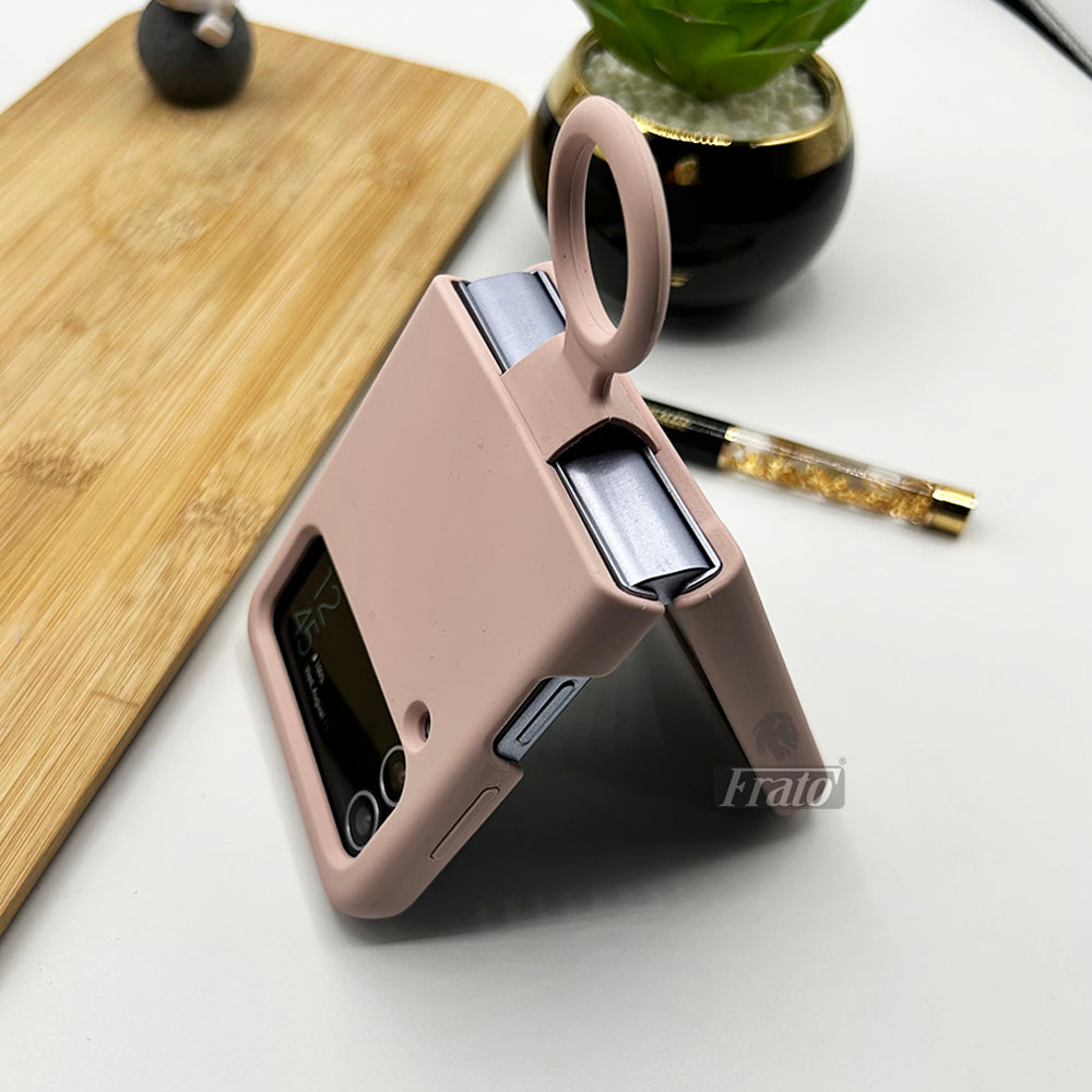 Samsung Galaxy Z Flip Soft Liquid Silicone Case Cover With Ring