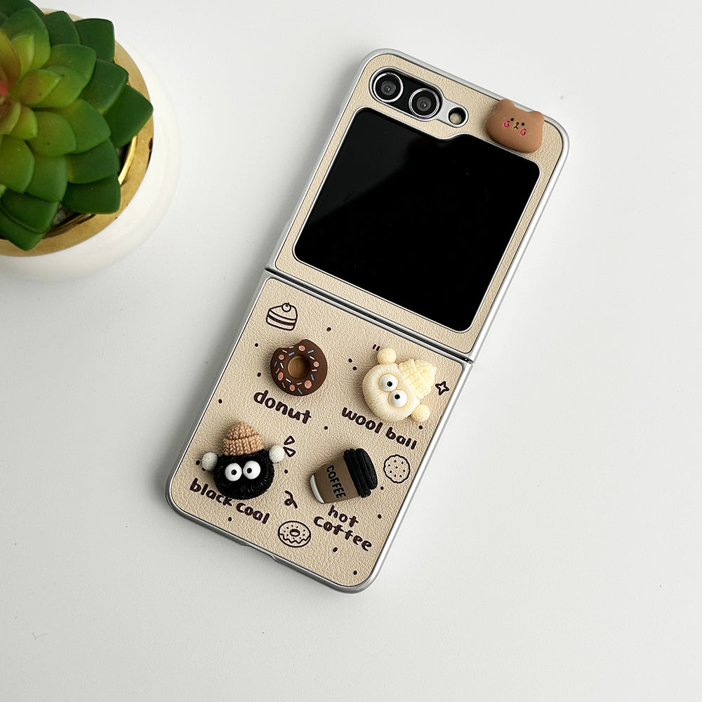 Samsung Galaxy Z Flip 5 Donut Wool Coal Coffee Case Cover