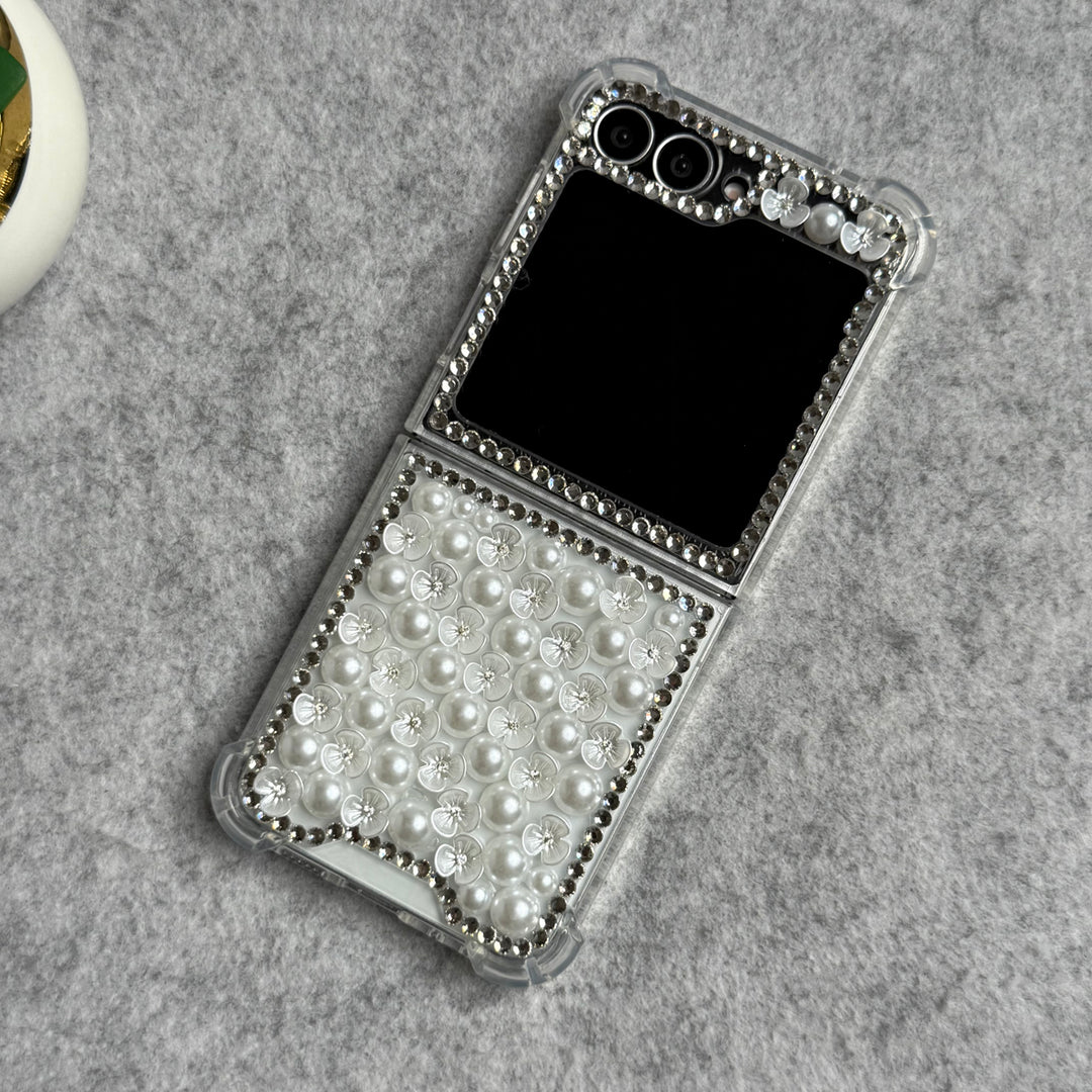 Samsung Galaxy Z Flip 6 Small Pearl Flower Style Case Cover