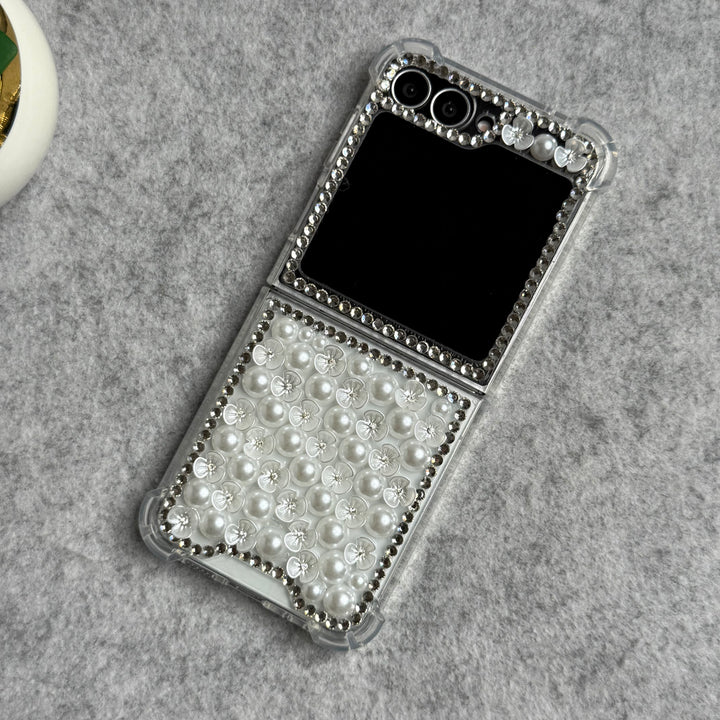Samsung Galaxy Z Flip 6 Small Pearl Flower Style Case Cover