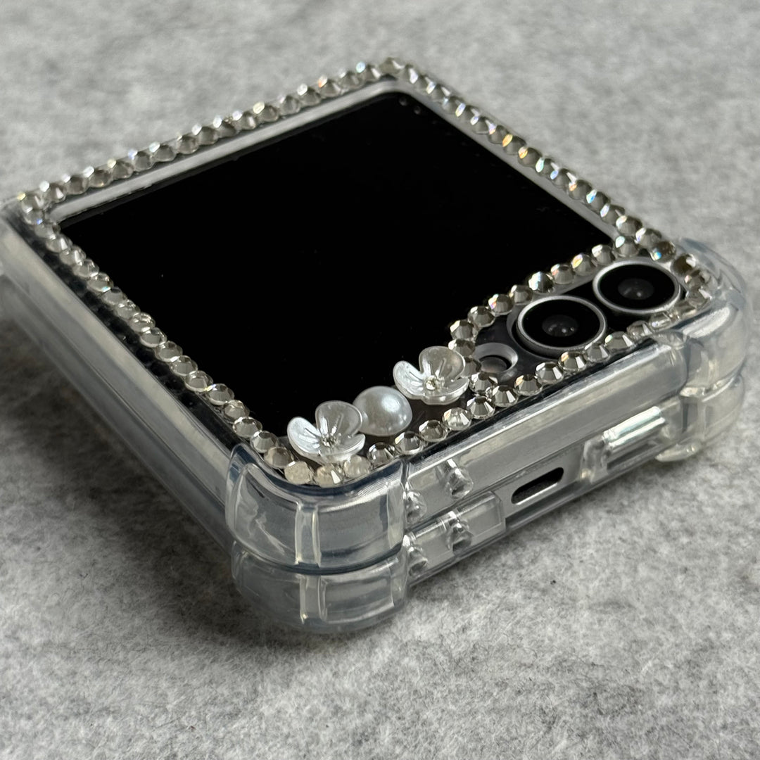 Samsung Galaxy Z Flip 6 Small Pearl Flower Style Case Cover
