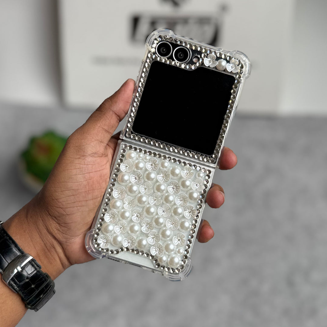 Samsung Galaxy Z Flip 6 Small Pearl Flower Style Case Cover