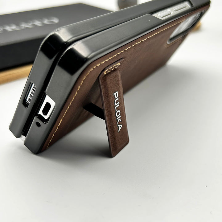 Samsung Galaxy Z Fold 5 Fall Proof Side Stitch Leather Case Cover