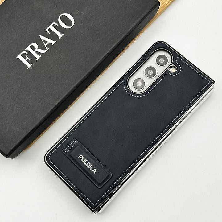Samsung Galaxy Z Fold 5 Fall Proof Side Stitch Leather Case Cover