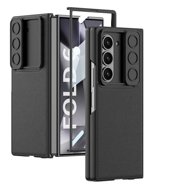 Samsung Galaxy Z Fold 5 Leather Cover With Camera Protective Shutter