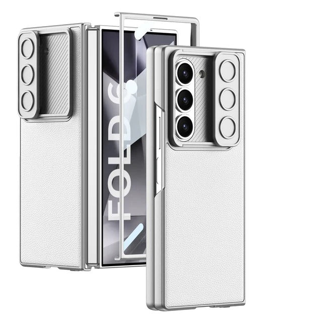 Samsung Galaxy Z Fold 5 Leather Cover With Camera Protective Shutter