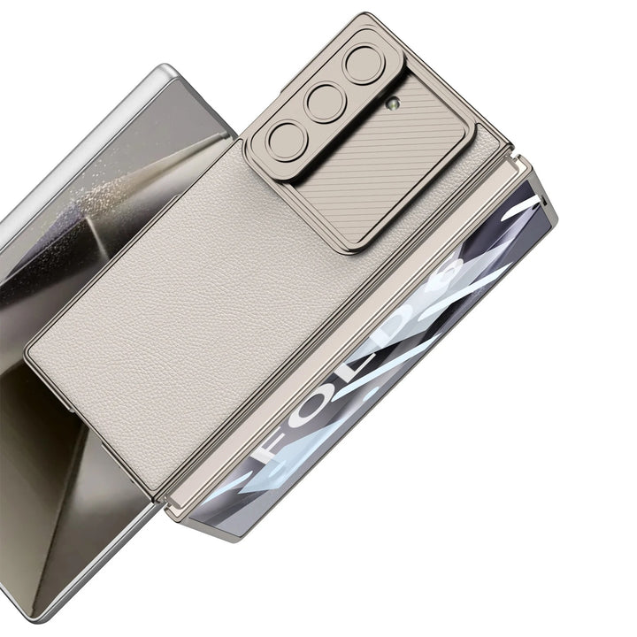 Samsung Galaxy Z Fold 5 Leather Cover With Camera Protective Shutter