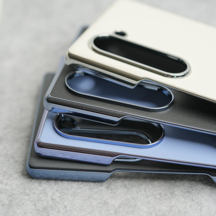 Samsung Galaxy Z Fold 6 Glossy Chrome Plated PU Leather Skin Case Cover