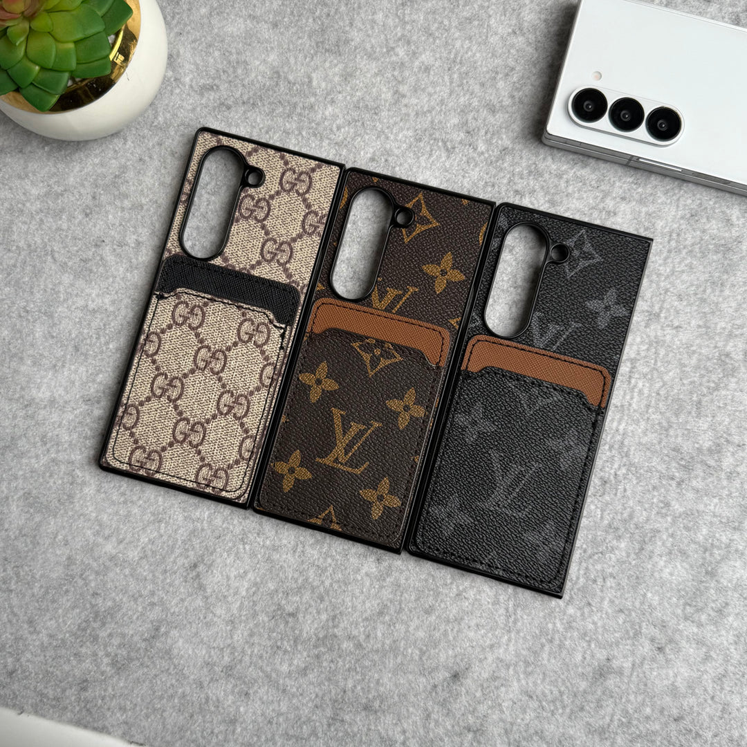 Samsung Galaxy Z Fold 6 Luxury Brand Leather Card Holder Case Cover