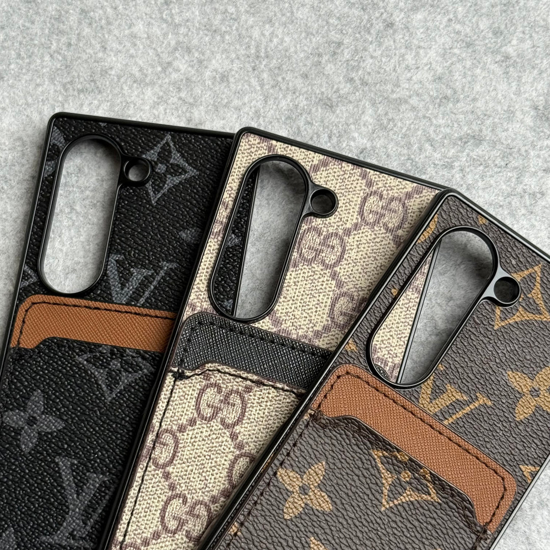 Samsung Galaxy Z Fold 6 Luxury Brand Leather Card Holder Case Cover