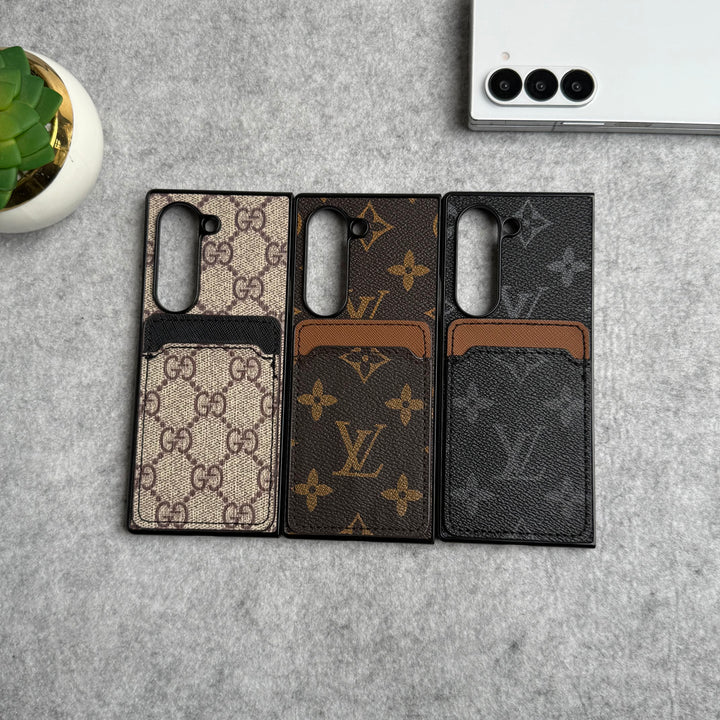 Samsung Galaxy Z Fold 6 Luxury Brand Leather Card Holder Case Cover