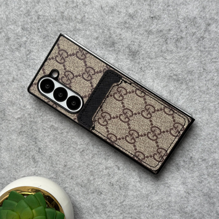 Samsung Galaxy Z Fold 6 Luxury Brand Leather Card Holder Case Cover