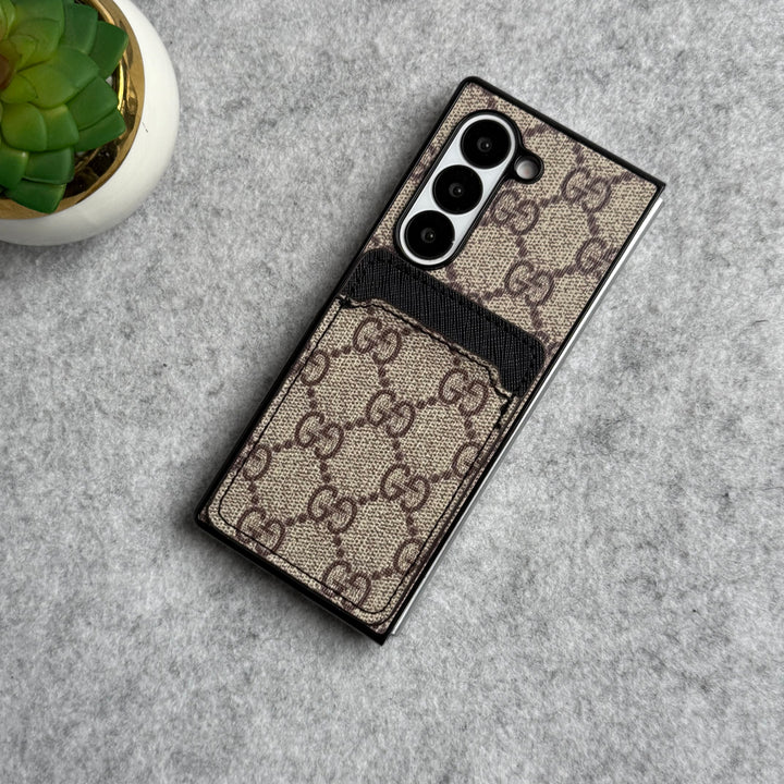 Samsung Galaxy Z Fold 6 Luxury Brand Leather Card Holder Case Cover