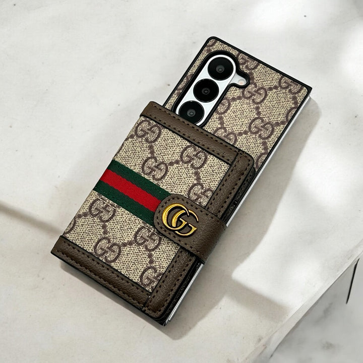 Samsung Galaxy Z Fold 6 Luxury GG Fashion Leather Brand Case Cover