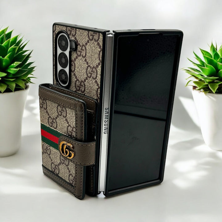 Samsung Galaxy Z Fold 6 Luxury GG Fashion Leather Brand Case Cover