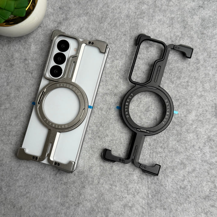 Samsung Galaxy Z Fold 6 Metals Frameless Bumper Case With Rotating Stand