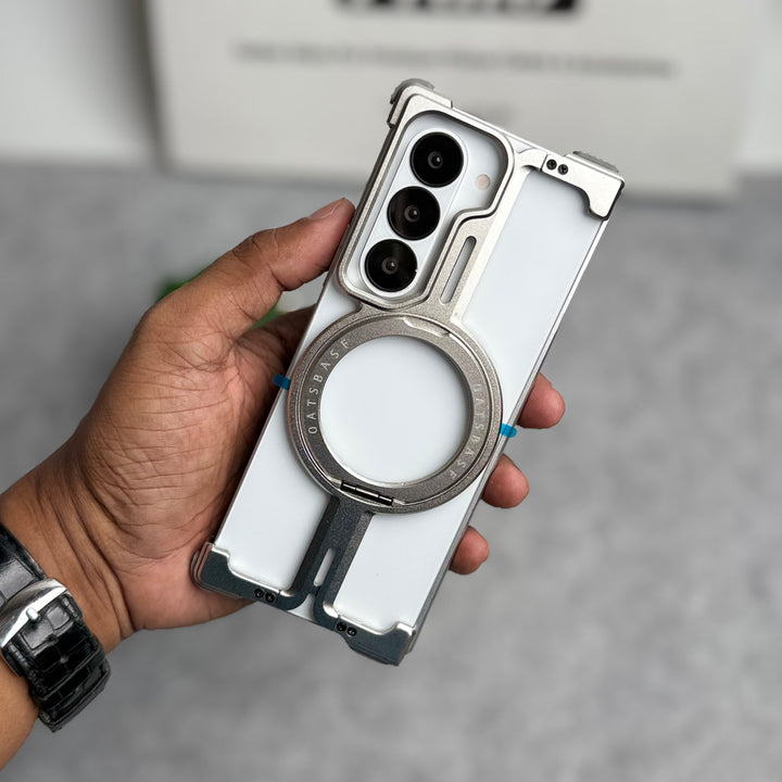 Samsung Galaxy Z Fold 6 Metals Frameless Bumper Case With Rotating Stand