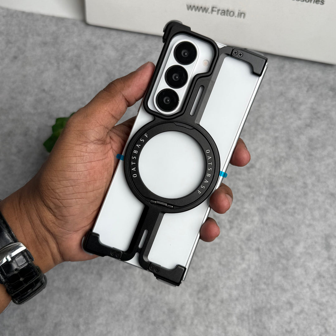 Samsung Galaxy Z Fold 6 Metals Frameless Bumper Case With Rotating Stand