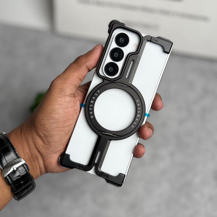 Samsung Galaxy Z Fold 6 Metals Frameless Bumper Case With Rotating Stand