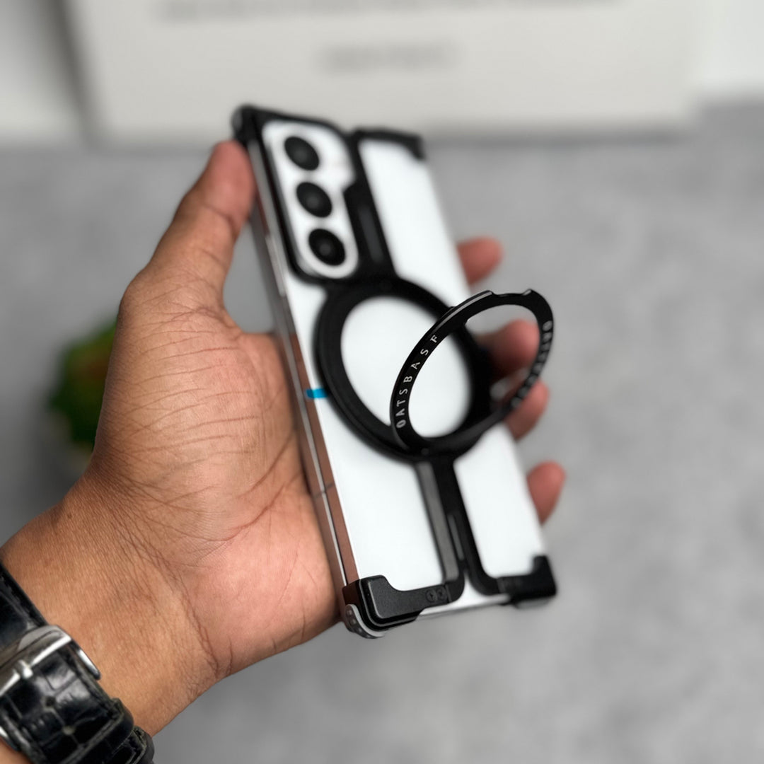 Samsung Galaxy Z Fold 6 Metals Frameless Bumper Case With Rotating Stand