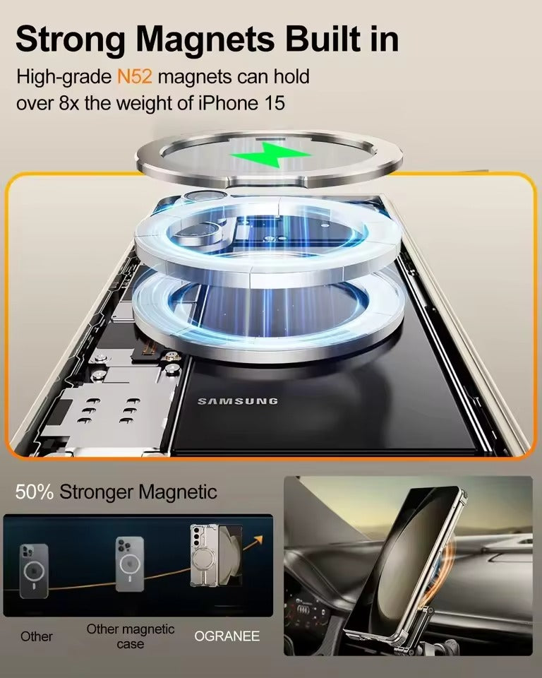 Samsung Galaxy Z Fold 6 Metals Frameless Bumper Case With Rotating Stand