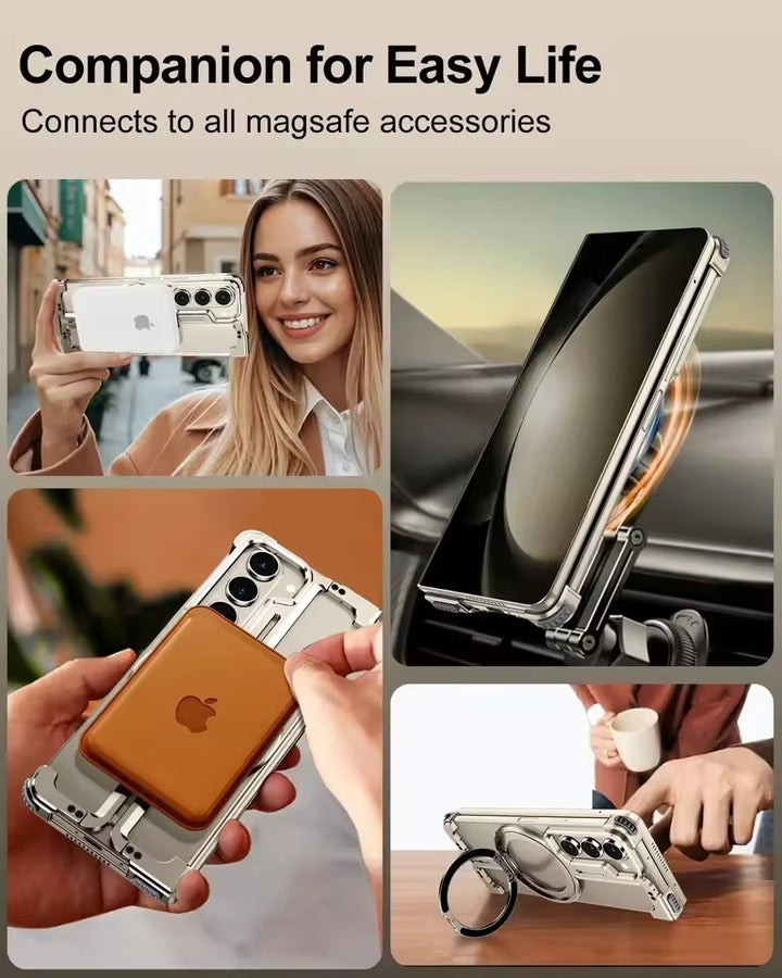 Samsung Galaxy Z Fold 6 Metals Frameless Bumper Case With Rotating Stand