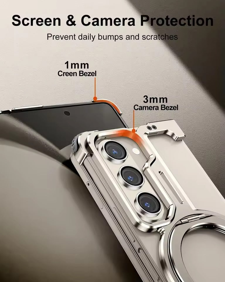 Samsung Galaxy Z Fold 6 Metals Frameless Bumper Case With Rotating Stand