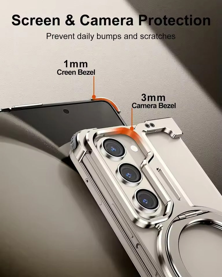 Samsung Galaxy Z Fold 6 Metals Frameless Bumper Case With Rotating Stand