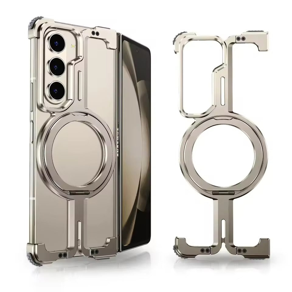 Samsung Galaxy Z Fold 6 Metals Frameless Bumper Case With Rotating Stand
