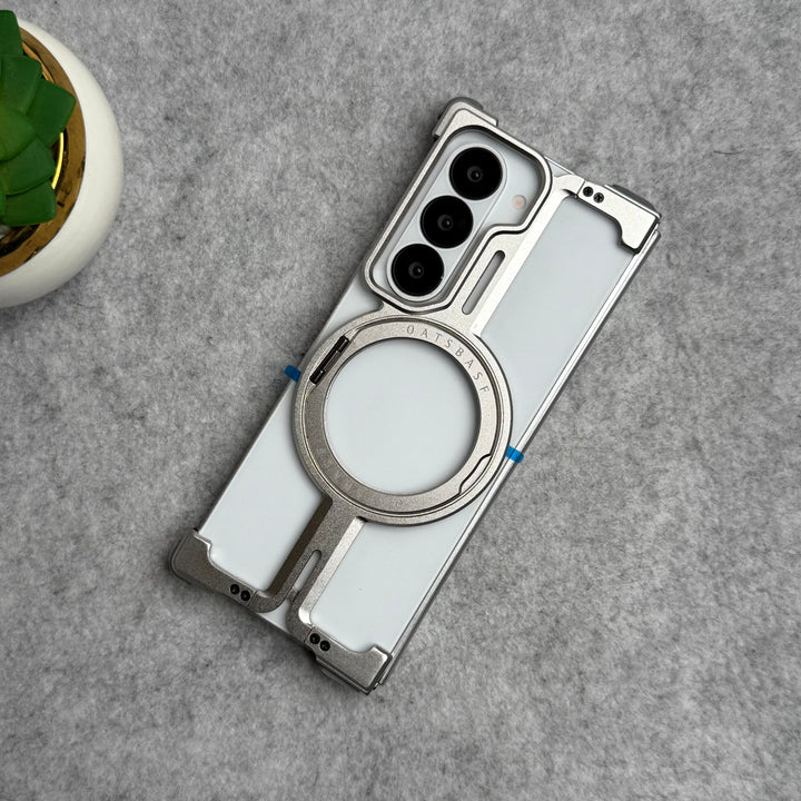 Samsung Galaxy Z Fold 6 Metals Frameless Bumper Case With Rotating Stand