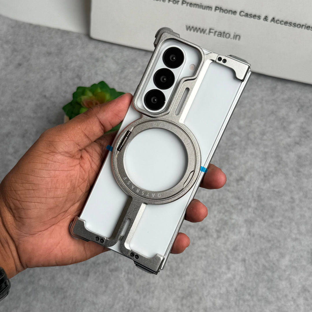 Samsung Galaxy Z Fold 6 Metals Frameless Bumper Case With Rotating Stand