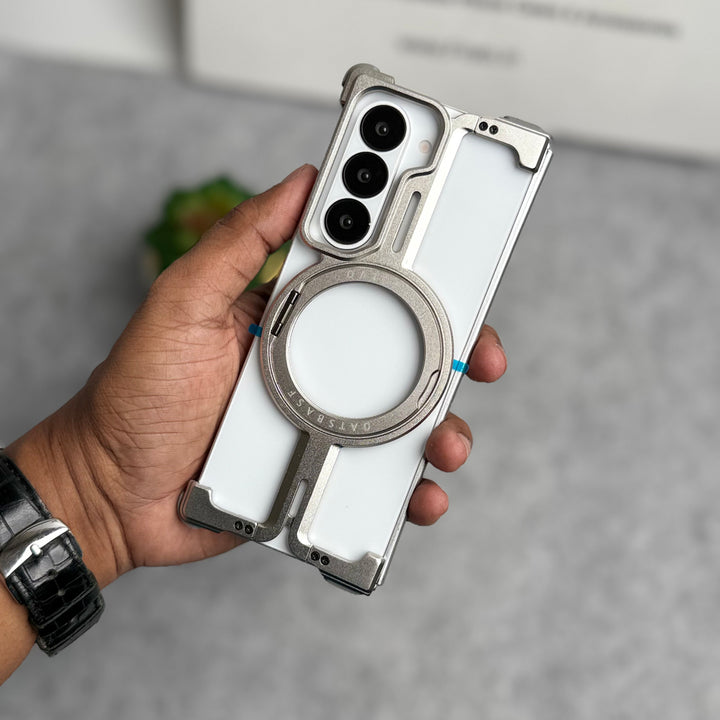 Samsung Galaxy Z Fold 6 Metals Frameless Bumper Case With Rotating Stand