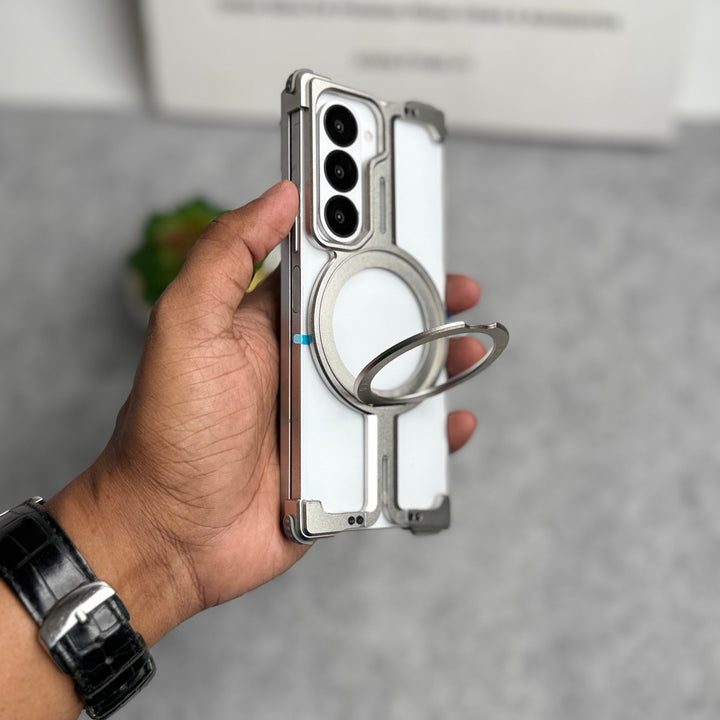 Samsung Galaxy Z Fold 6 Metals Frameless Bumper Case With Rotating Stand