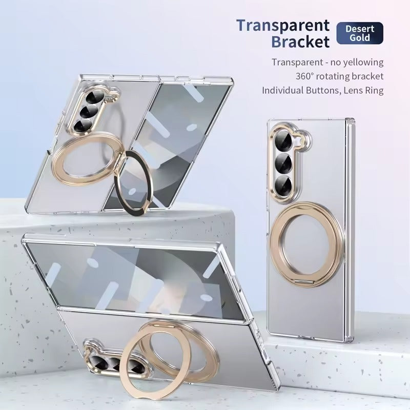 Samsung Galaxy Z Fold 6 Transparent 360°Rotating Magnetic Holder Case Cover