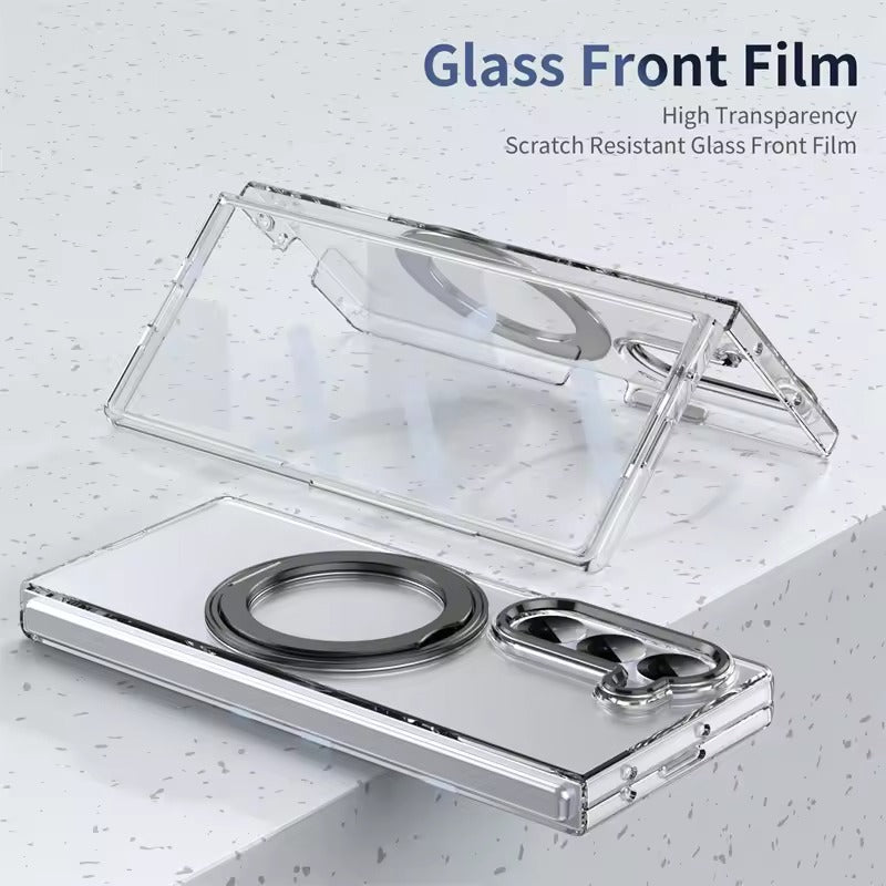 Samsung Galaxy Z Fold 6 Transparent 360°Rotating Magnetic Holder Case Cover