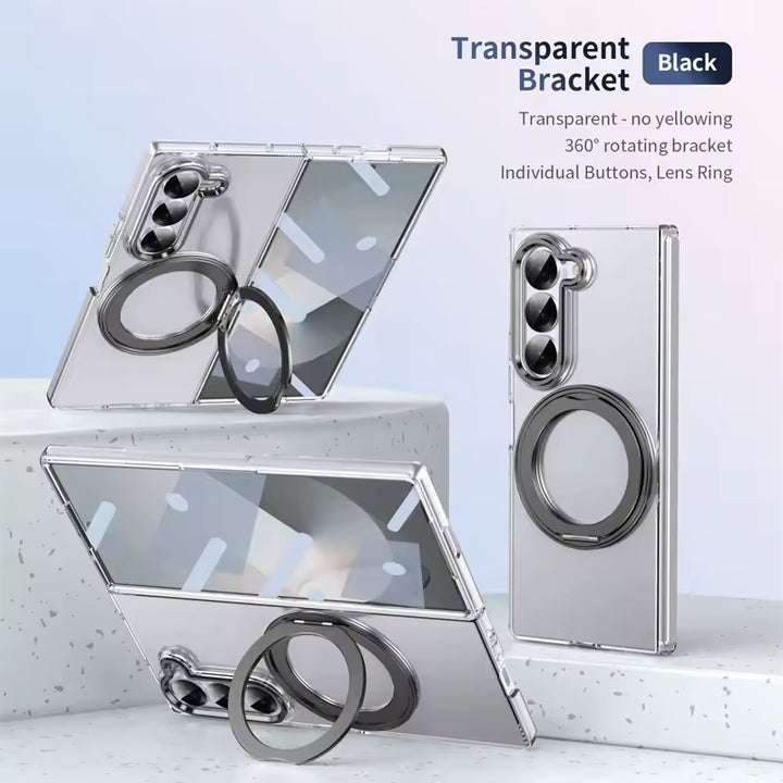 Samsung Galaxy Z Fold 6 Transparent 360°Rotating Magnetic Holder Case Cover