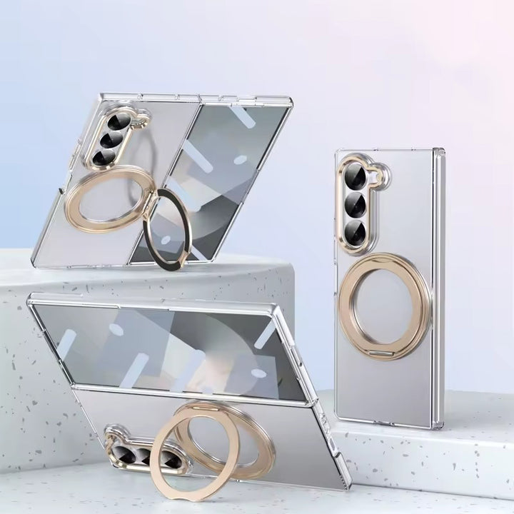 Samsung Galaxy Z Fold 6 Transparent 360°Rotating Magnetic Holder Case Cover