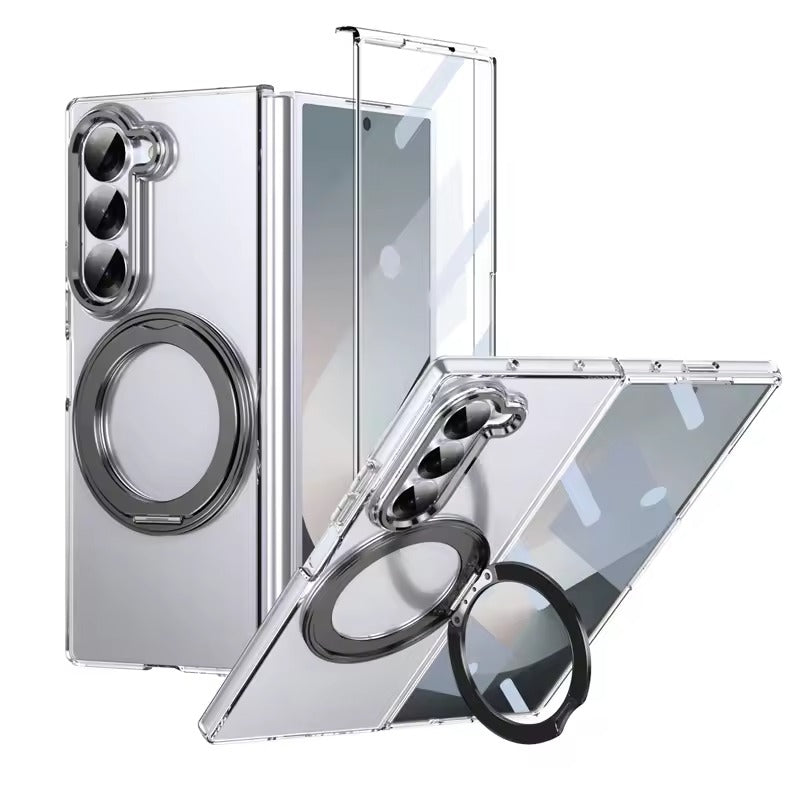 Samsung Galaxy Z Fold 6 Transparent 360°Rotating Magnetic Holder Case Cover