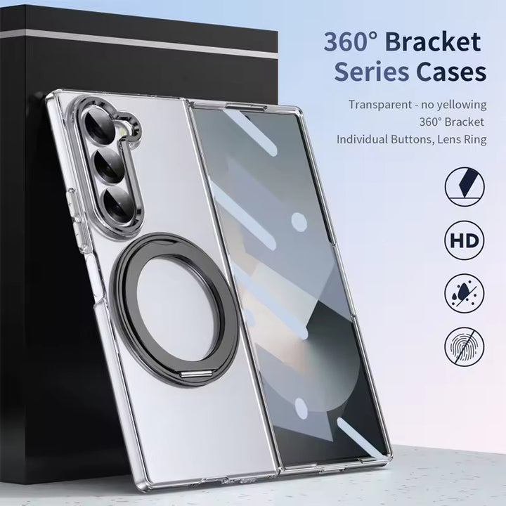 Samsung Galaxy Z Fold 6 Transparent 360°Rotating Magnetic Holder Case Cover