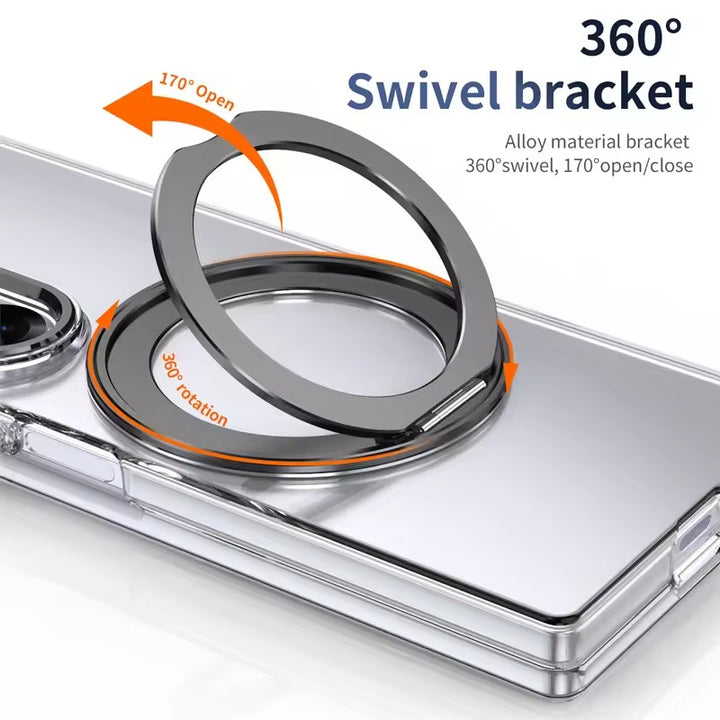 Samsung Galaxy Z Fold 6 Transparent 360°Rotating Magnetic Holder Case Cover