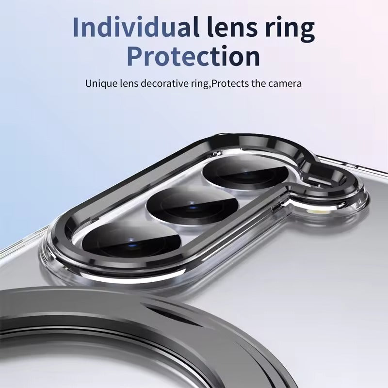 Samsung Galaxy Z Fold 6 Transparent 360°Rotating Magnetic Holder Case Cover