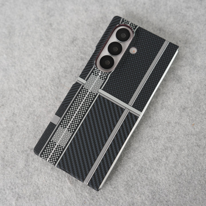 Samsung Galaxy Z Fold 7 Carbon Fiber Texture Aramid Design Hard Pc MagSafe Case Cover
