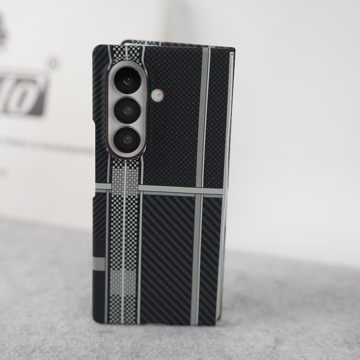Samsung Galaxy Z Fold 7 Carbon Fiber Texture Aramid Design Hard Pc MagSafe Case Cover