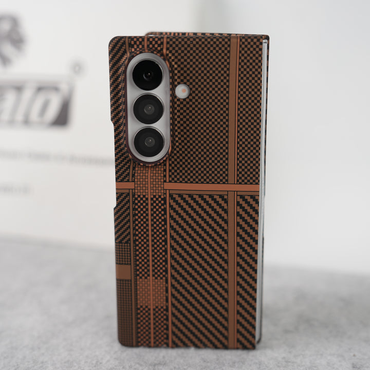 Samsung Galaxy Z Fold 7 Carbon Fiber Texture Aramid Design Hard Pc MagSafe Case Cover