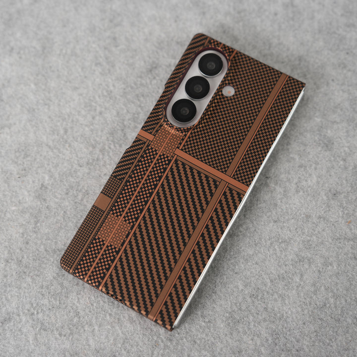 Samsung Galaxy Z Fold 7 Carbon Fiber Texture Aramid Design Hard Pc MagSafe Case Cover