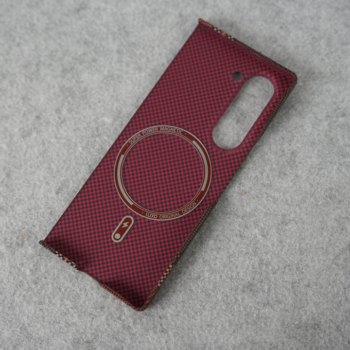 Samsung Galaxy Z Fold 7 Carbon Fiber Texture Aramid Design Hard Pc MagSafe Case Cover