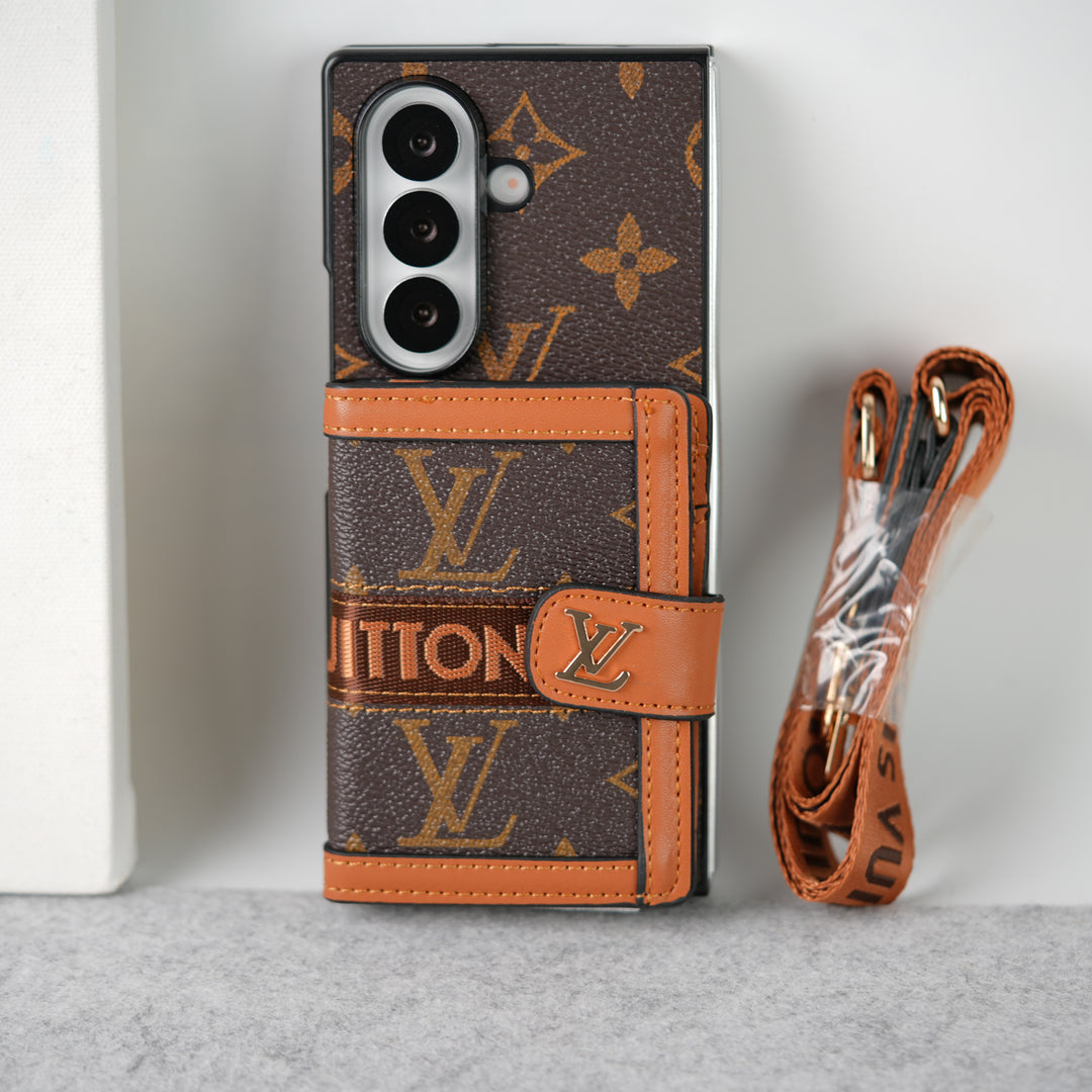 Samsung Galaxy Z Fold 7 Luxury Brand Cardholder Crossbody Sling Strap Case