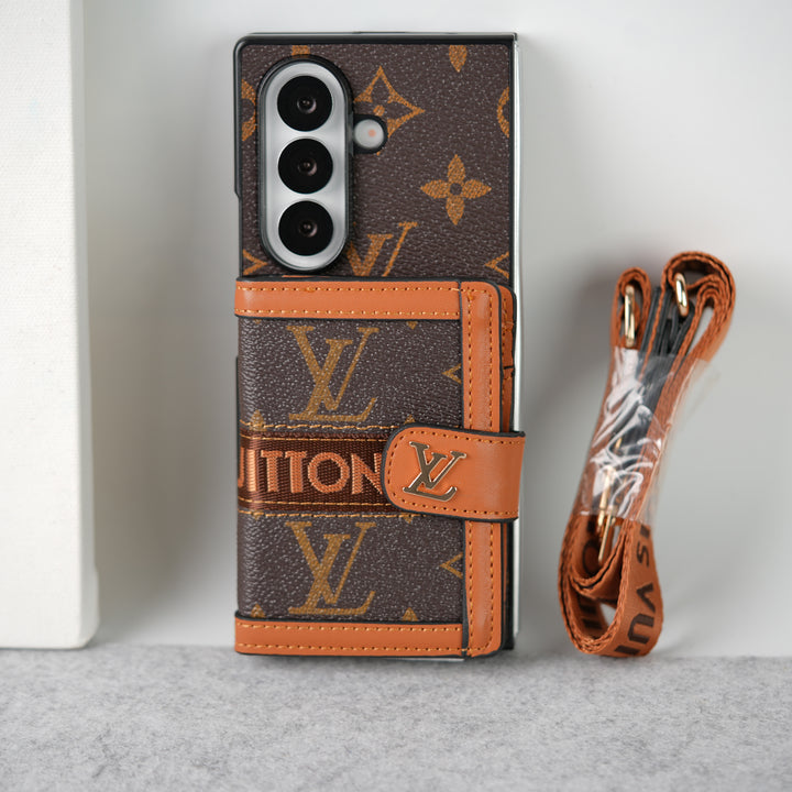 Samsung Galaxy Z Fold 7 Luxury Brand Cardholder Crossbody Sling Strap Case